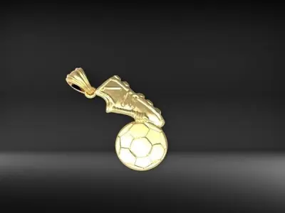 Soccer Shoe and Ball Pendant Necklace Jewelry 3D print model