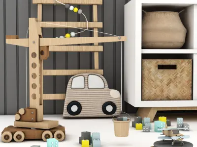 toys and furniture set Low-poly 3D model