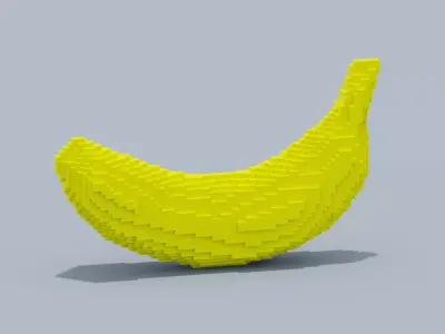 Voxel Banana Low-poly 3D model