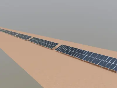 Low Poly Fixed System Solar Energy Pack Low-poly 3D model