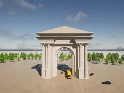 Roman Gate Low-poly 3D model