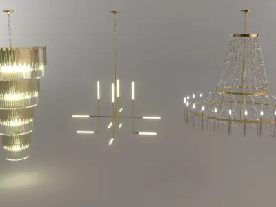 Mid Century Modern Chandelier Collection 3D model
