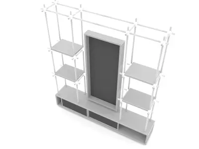 modern tv unit and bookcase Low-poly 3D model