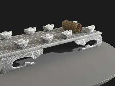 chinese gold ingot and bamboo slip  3D model