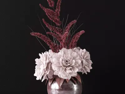 Bouquet of dahlias in a vase 3D model