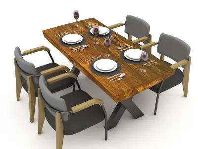3D dining table 013 model Low-poly 3D model