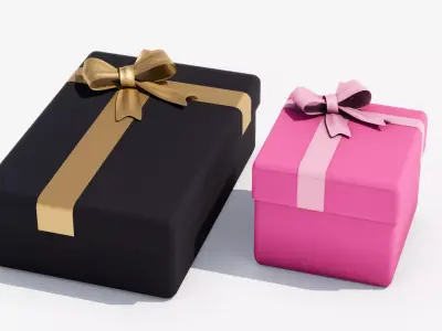 Gift Box Low-poly 3D model 5