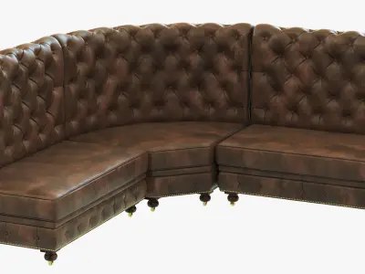 Restoration Hardware Kensington Leather L Banquette 3D model