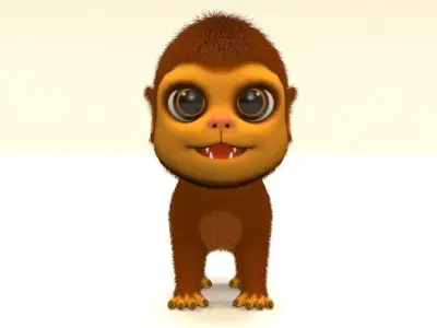 cartoon monkey Low-poly 3D model