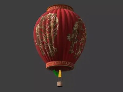 Chinese red lantern  Low-poly 3D model
