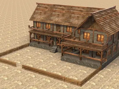 Stylized Medieval Town House Low Poly 3D Model Low-poly 3D model