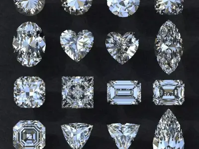 Diamond collection 3D emerald cut 3D model