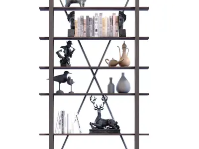  Modern shelf and rack set 784 Low-poly 3D model