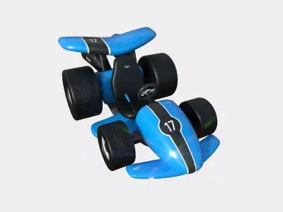 Cartoon Kart A02 Blue - Vehicle Racing Design Low-poly 3D model