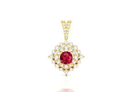 Solitaire Women Pendant 3DM STL OBJ FBX Render Details 3D print model