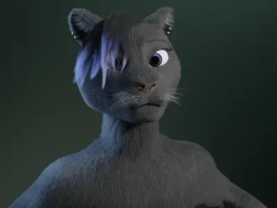 Tasha Anthro Panther 3D model