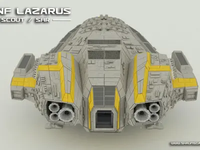 USNF Lazarus Spaceship with full Interior Low-poly 3D model