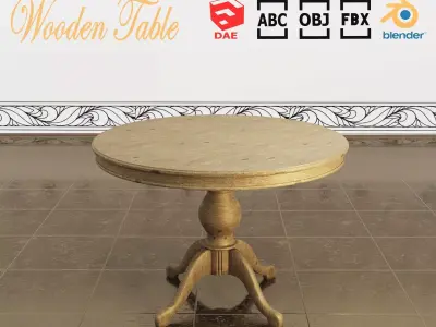  Wooden table 2 Low-poly 3D model