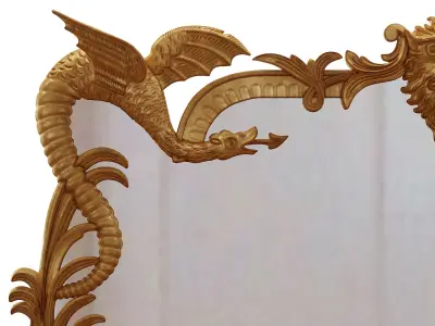 Palm Leaf Carving Giltwood Mirror  Late 18th  Early 19th Century 3D model