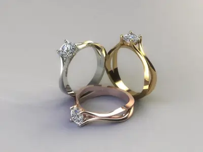 women ring solitaire 3D print model