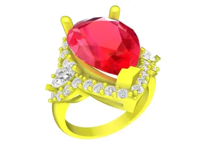 Luxury Pear Cut Halo Gemstone Ring 3D Model 4438 3D print model