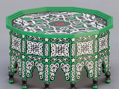 Vintage Moroccan large table 02 3D model
