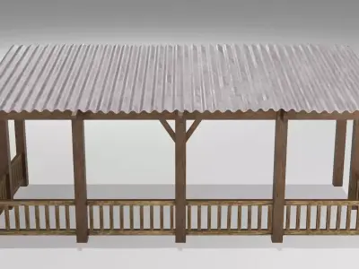 Rustic Lounge Roof - Eternit Style with Wooden Finish Free 3D model
