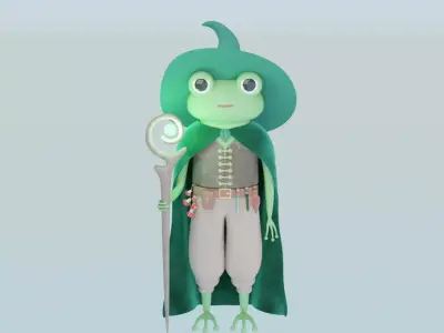 Cartoon character - Druid frog 3D model