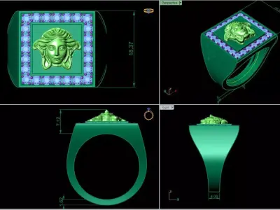 Versace mens custom Ring 3D print model 3D print model