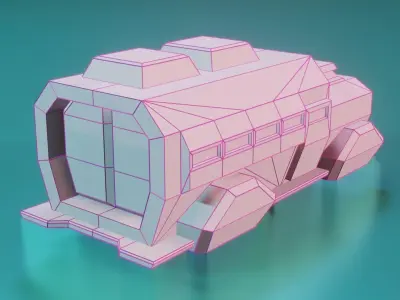 Low Poly Stylized Sci-Fi Police SWAT Hover Car Low-poly 3D model