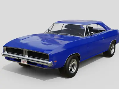 Classic Muscle Car - Animation and Game-Ready Low-poly 3D model