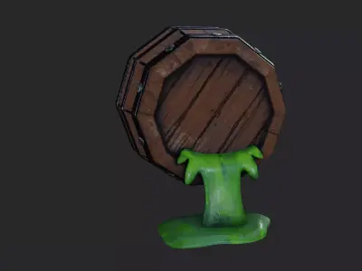 Stylized Potion Spilling Barrel Low-poly 3D model