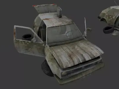 a broken car Post Apocalyptic Car Low-poly 3D model