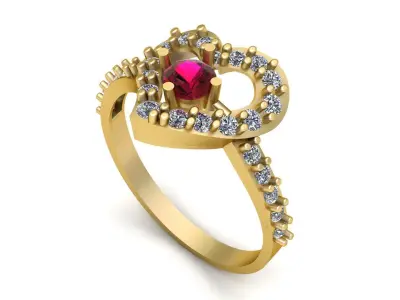 Proposal Heart Diamond Ring 3d Printable Model 3D print model