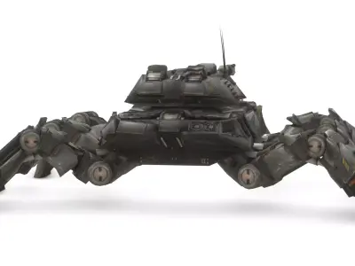 Spider Legged Tank 3D Model Futuristic Mecha Vehicle 3D model