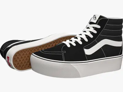 Vans Sk8-Hi Platform Black and White 3D model
