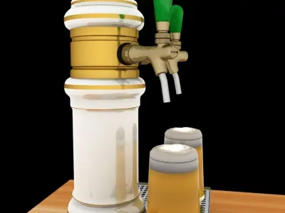 Chinese beer tab and beer cup   3D model