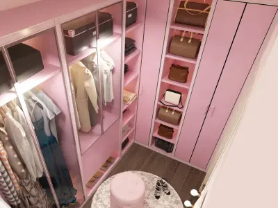 Girl Dressing room interior scene 3D model 3D model