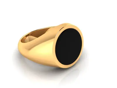 Ring M151 Mens little finger luxury rings with enamel onyx 3D print model