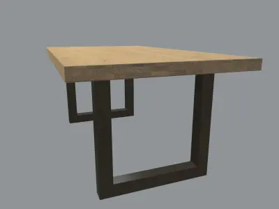 Table wood and steel dining 3D model