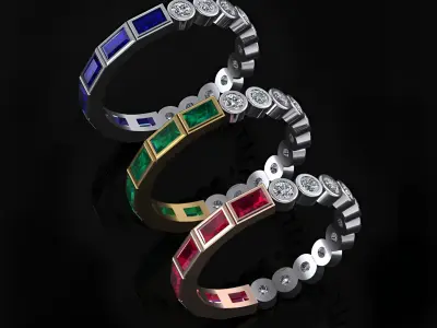 Ring with 2 Stones  3D print model