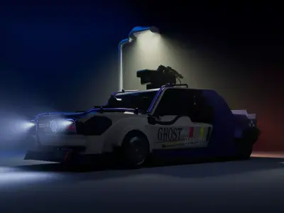 3d model of a futuristic weapon car Low-poly 3D model