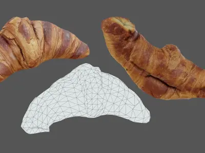 Bread Buns and Pastrys - Low Poly - Photogrammetry Low-poly 3D model