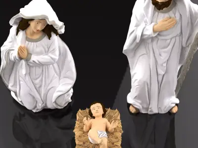 Christmas Manger Birth Pack Child cradle Baby Jesus Joseph Mary 3D print model