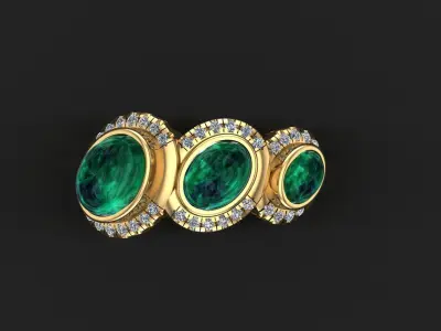 Diamond and Cabochon Ring 3D print model