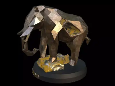 Steampunk Elephant Rock Low-poly 3D model