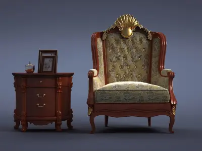 cabinet cabinet wardrobe sofa bed table bookshelve 3D model