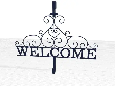 Brown Rustic Welcome Wreath Hanging Accessory 3D model