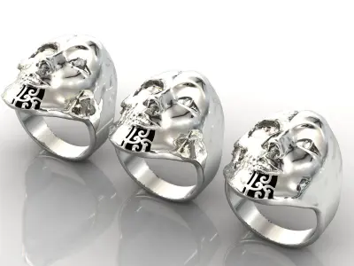 3 Version Bluffmen Ring Jewelry Model Skull  STL 3D print model