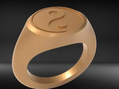 Yin Yang Ring US RING SIZES 5 6 7 8 9 10 11 12 13 14 15 16 3D print model